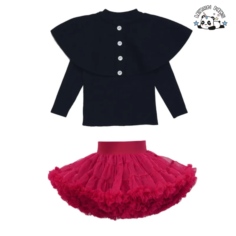 LEZONKIDS - Customizable Wholesale Dance Wear Sweater Tutu Skirt Two Pieces Kids Girls Winter Clothing Sets